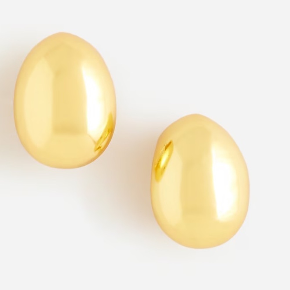 NWT J. Crew METALLIC Gold Oval Earrings